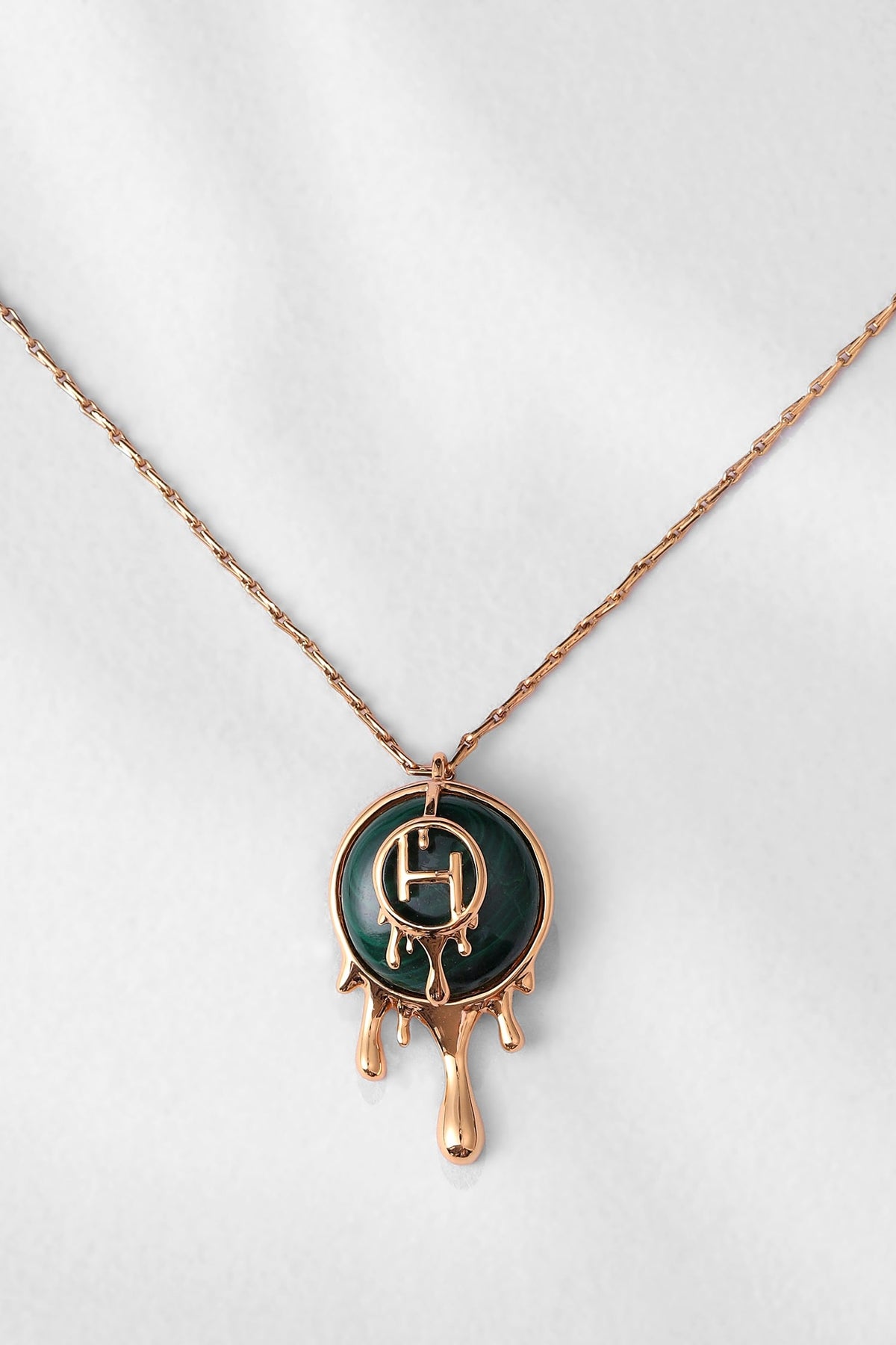 Drip OH Palescent Malachite Pendant Necklace 