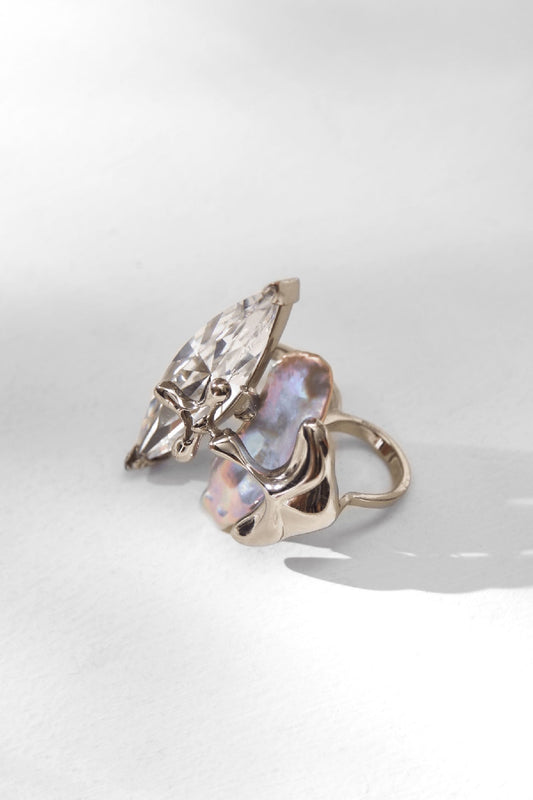 Swarovski Keshi Pearls Double Ring 