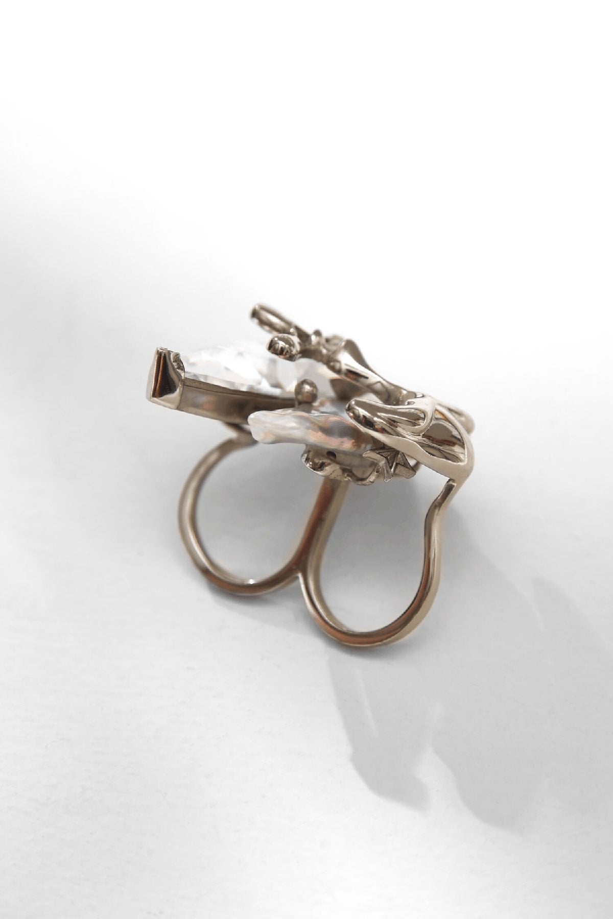 Swarovski Keshi Pearls Double Ring 