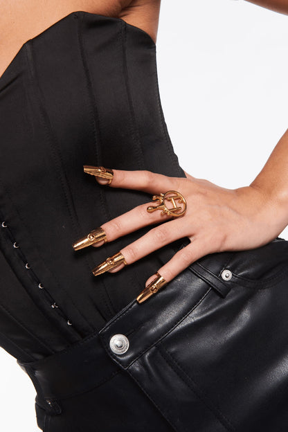 Gold Drip OH Monogram Ring 