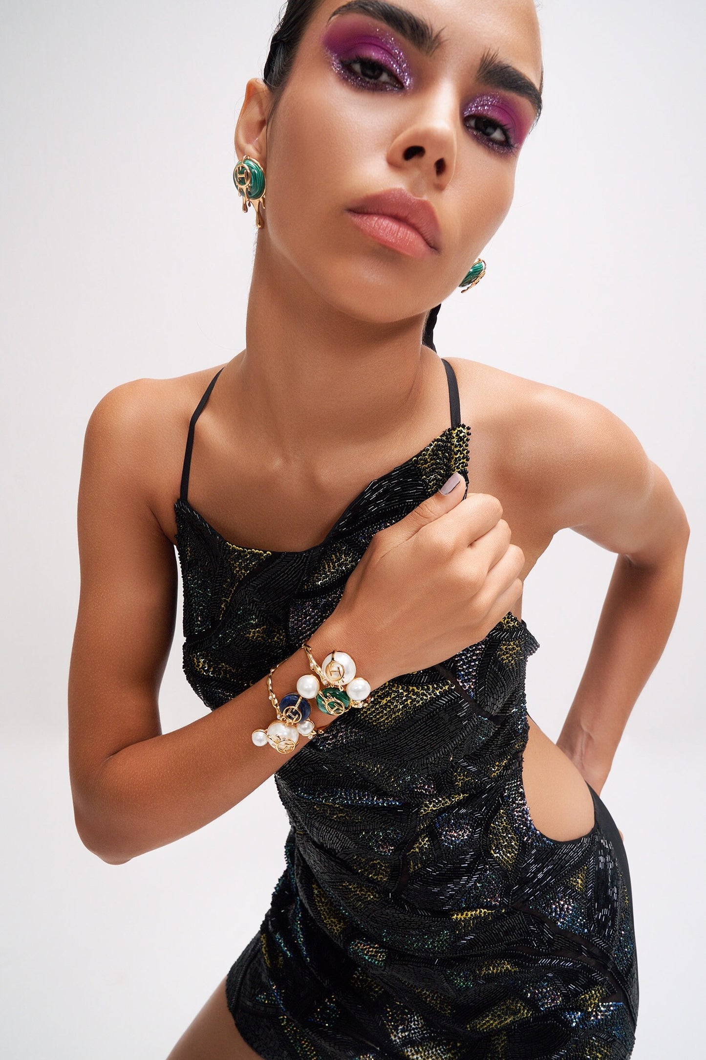 Drip OH Palescent Malachite Stud Earrings 