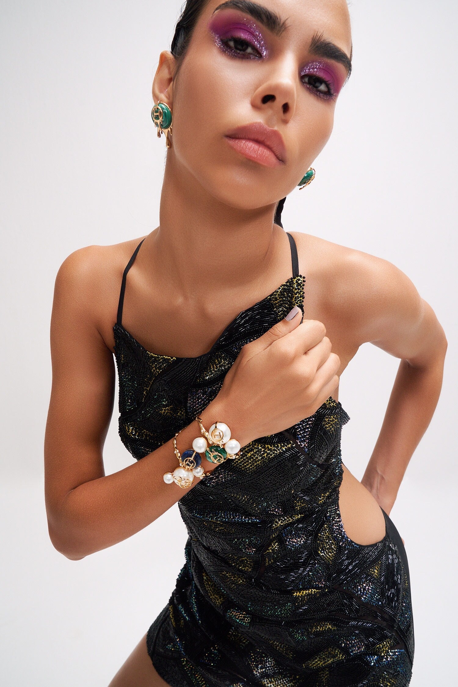 Drip OH Palescent Malachite Stud Earrings 