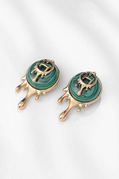 Drip OH Palescent Malachite Stud Earrings 