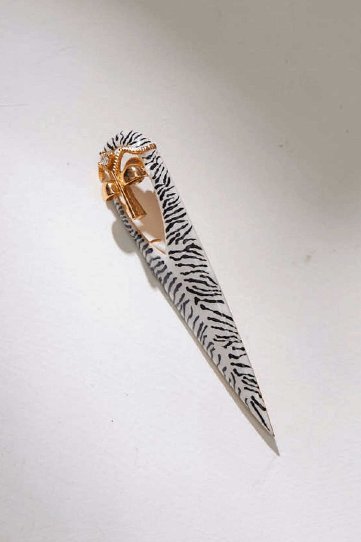 Gavi Spicule Zebra Enamel Earrings 
