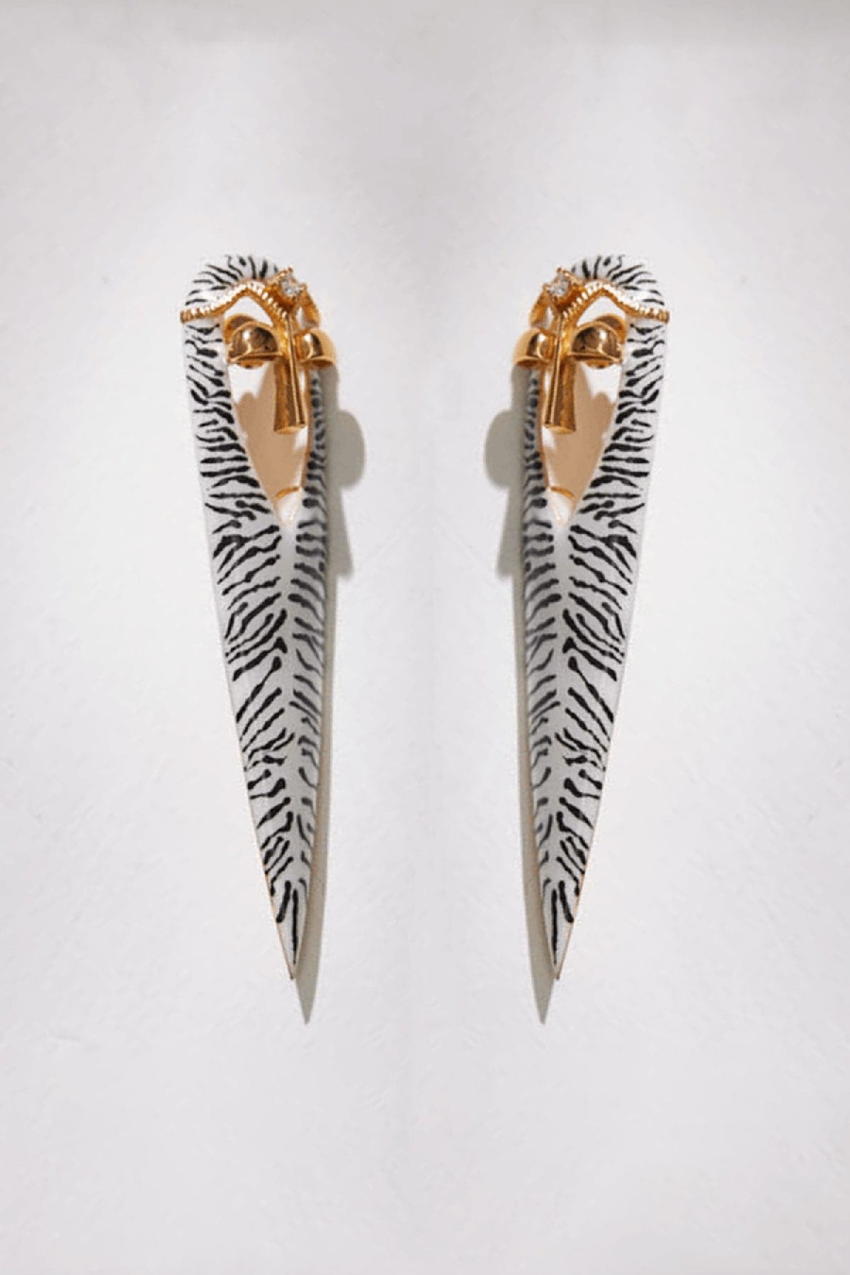 Gavi Spicule Zebra Enamel Earrings 