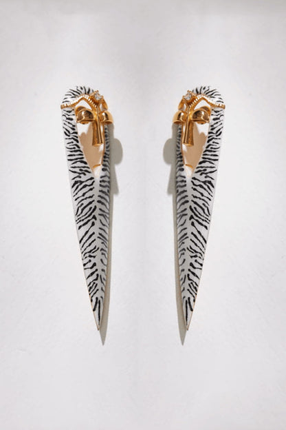 Gavi Spicule Zebra Enamel Earrings 