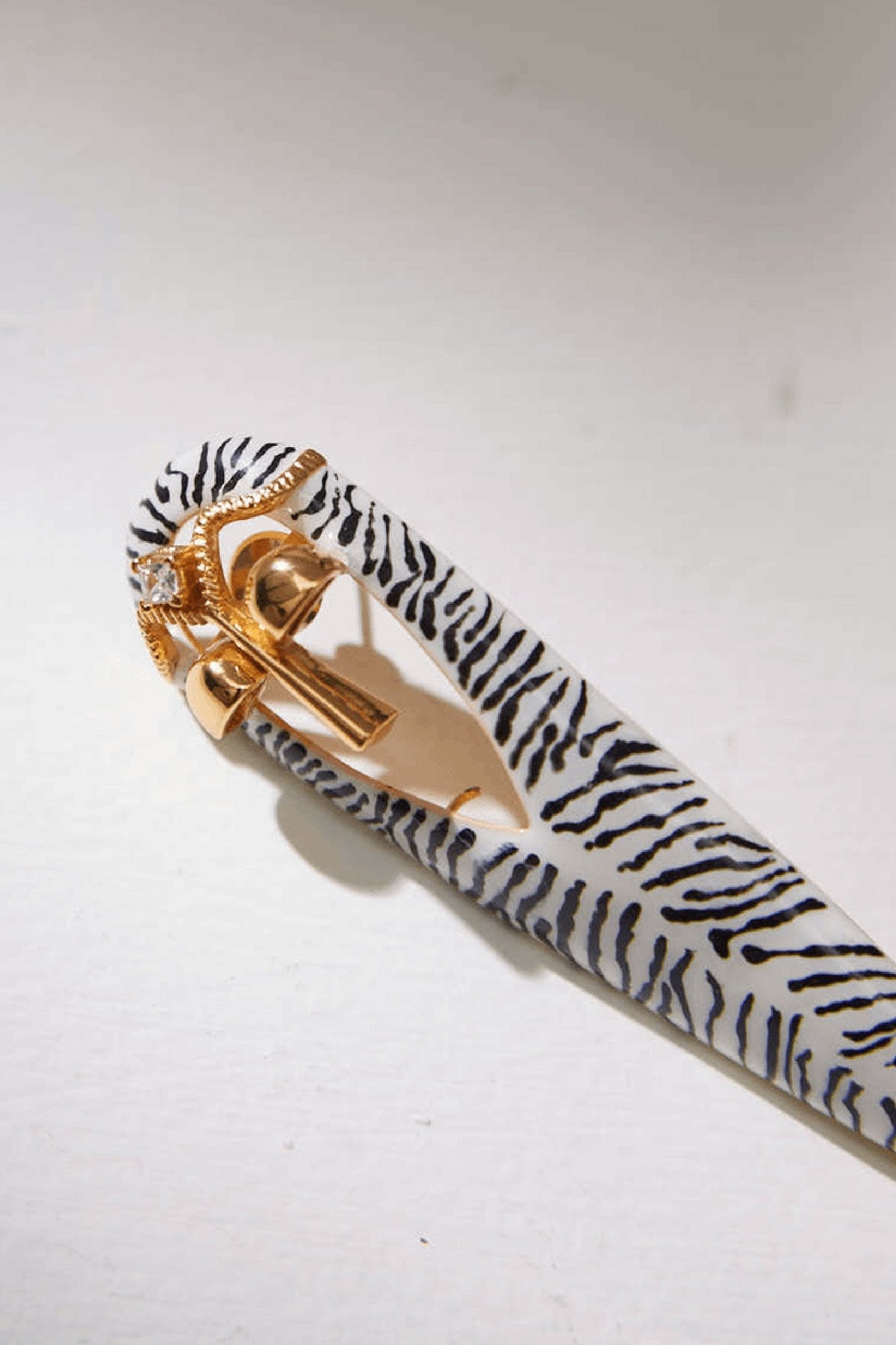 Gavi Spicule Zebra Enamel Earrings 