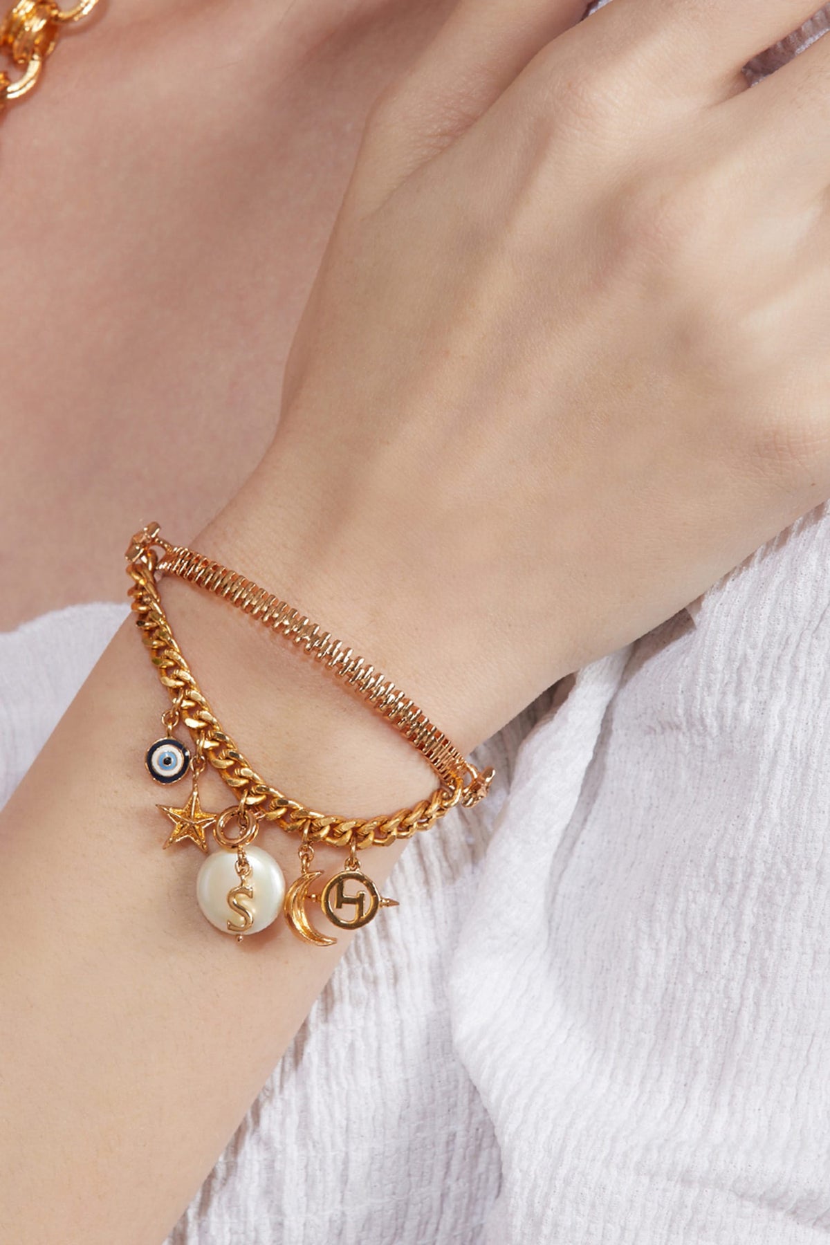  Charm Cuff Bead Bracelet 