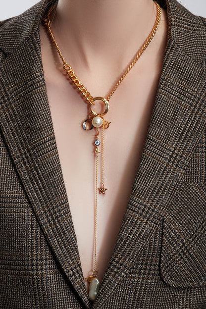  Charm Pendant Long Necklace 