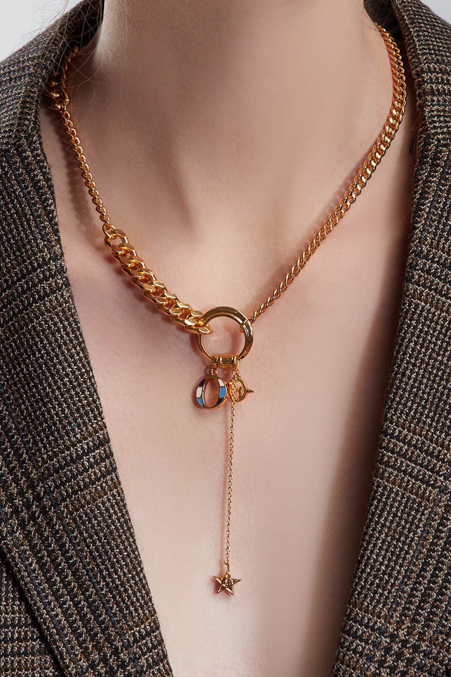  Charm Pendant Long Necklace 