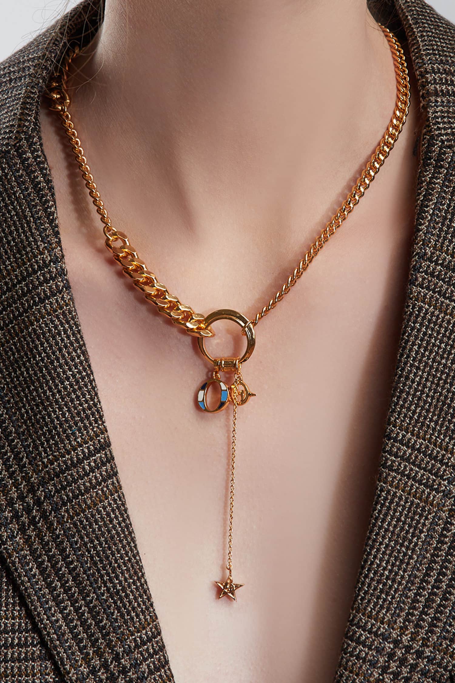  Charm Pendant Long Necklace 