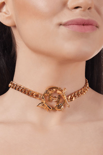 Monogram Pendant Link Choker 