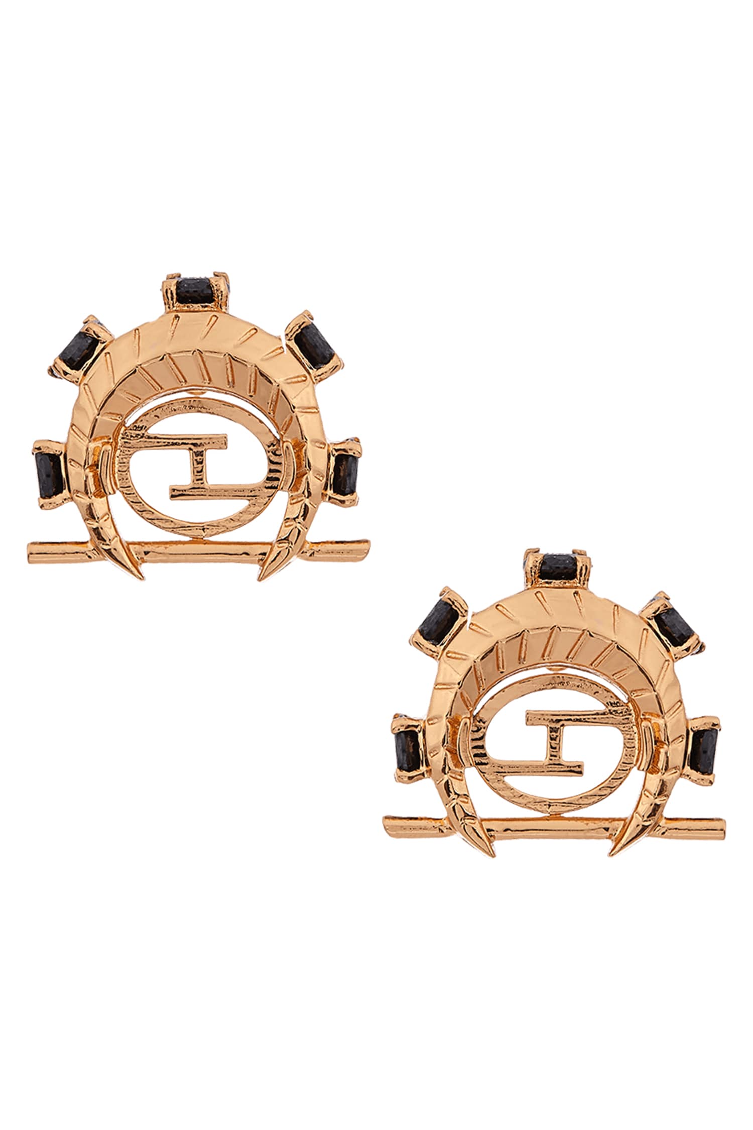 Monogram Crescent Ear Studs 