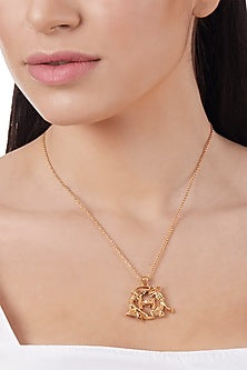 Gold Plated Handcrafted Motifs Pendant Necklace