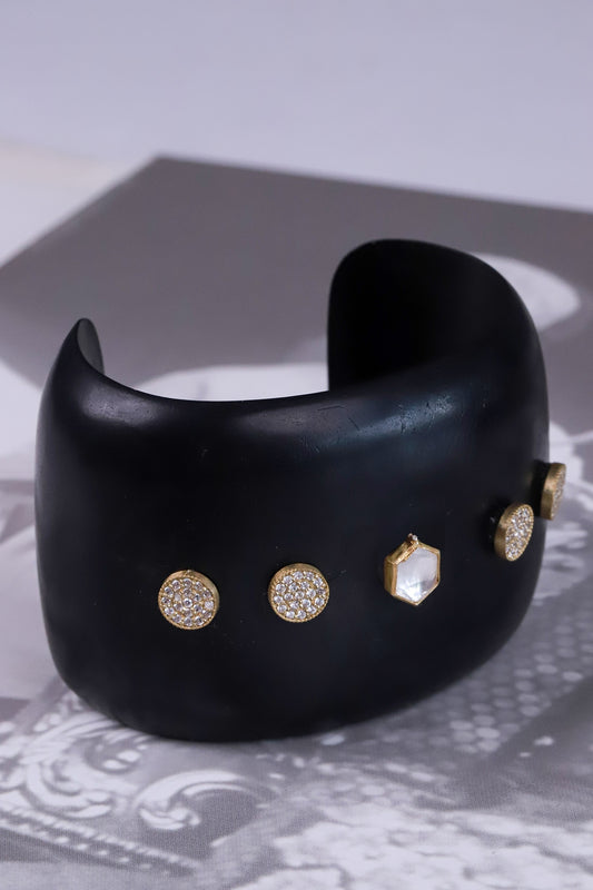 Wooden Polki Embellished Cuff 