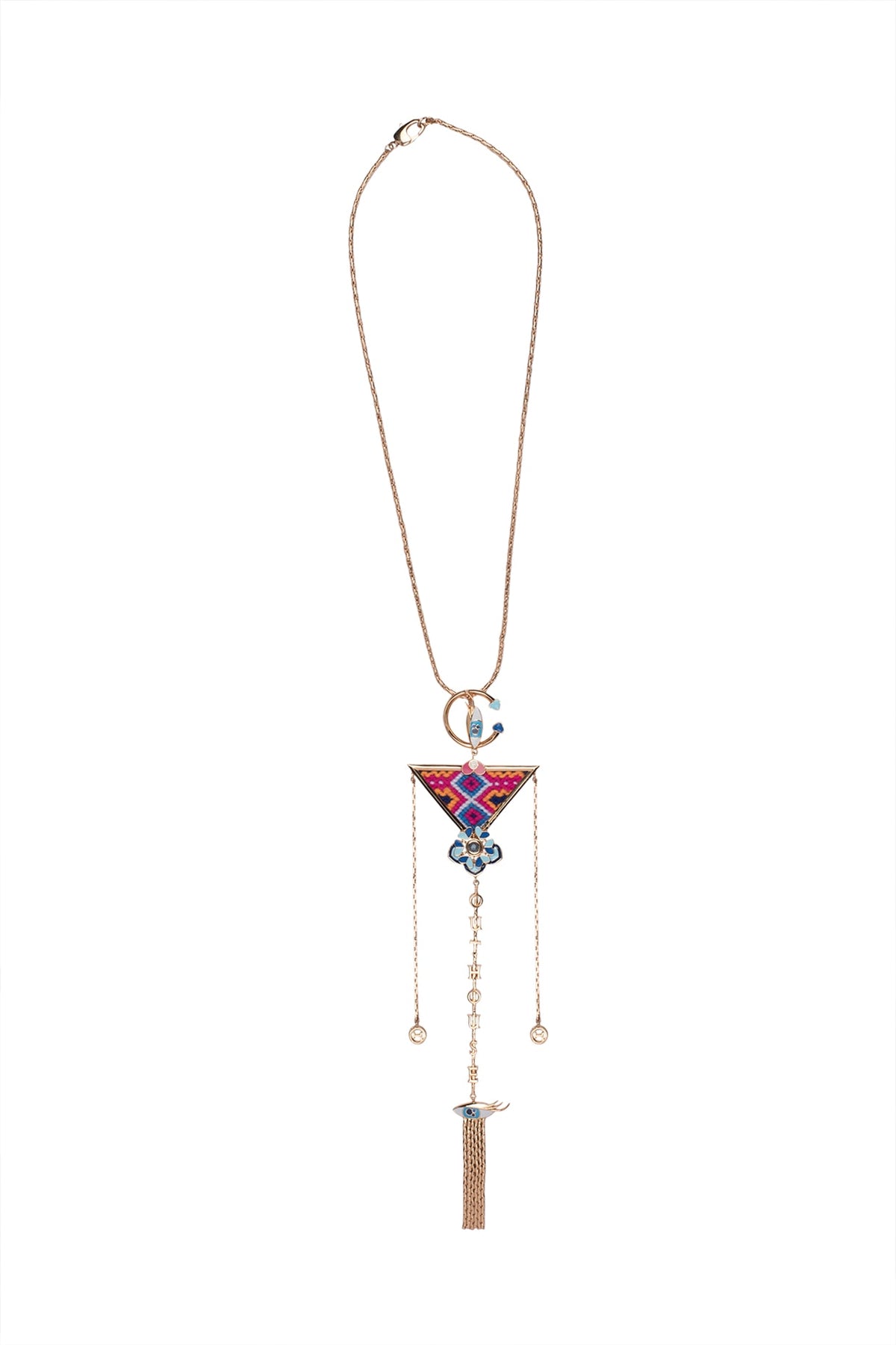 Gold Plated Multi Colored Bohemian Long Chain Necklace