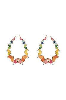 Gold Plated Rainbow Heart Hoop Earrings
