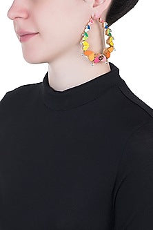 Gold Plated Rainbow Heart Hoop Earrings