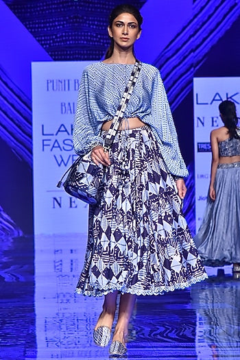 Midnight Blue String Top With Skirt