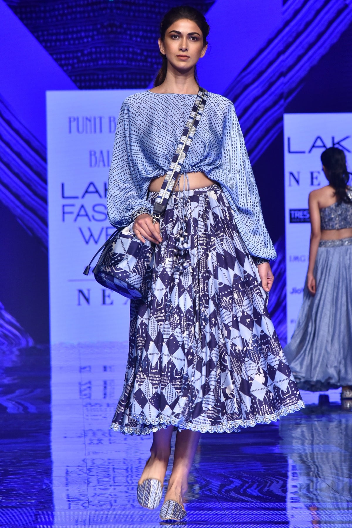 Midnight Blue String Top With Skirt