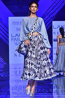 Midnight Blue String Top With Skirt