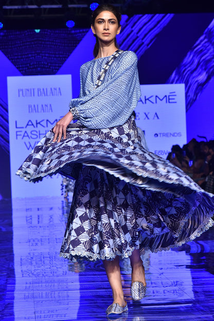 Midnight Blue String Top With Skirt