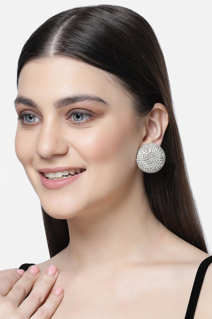 Gold Finish Crystal Stud Earrings