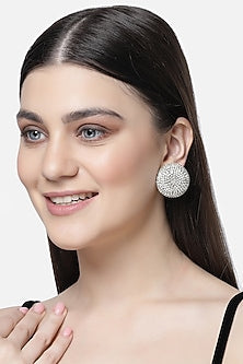 Gold Finish Crystal Stud Earrings