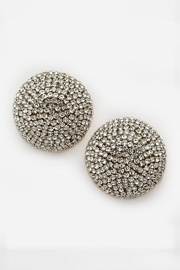 Gold Finish Crystal Stud Earrings