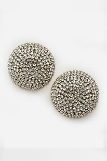 Gold Finish Crystal Stud Earrings