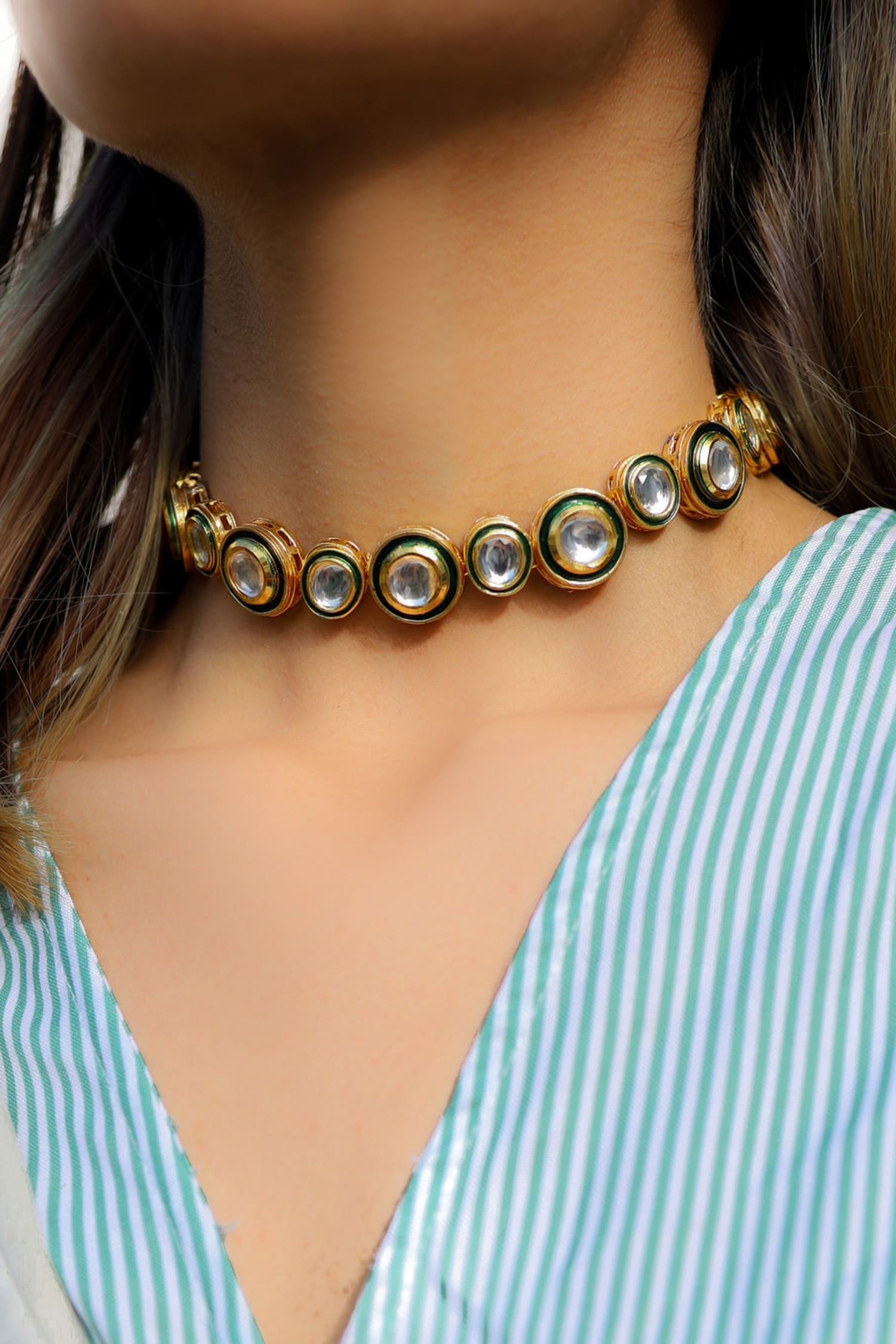 Stone Embellished Choker Necklace 
