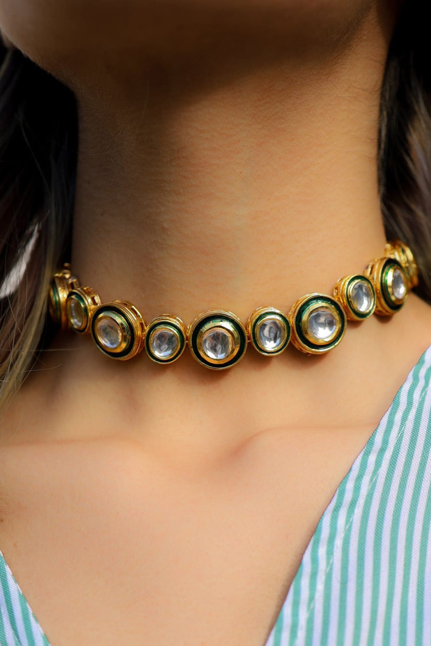 Stone Embellished Choker Necklace 