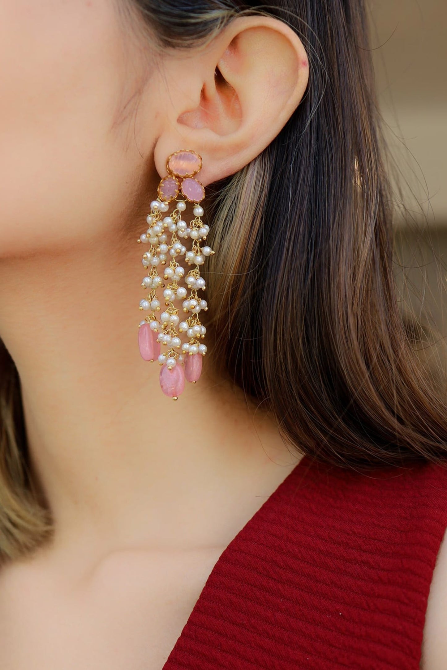 Pearl Embellished Dangler Earrings 