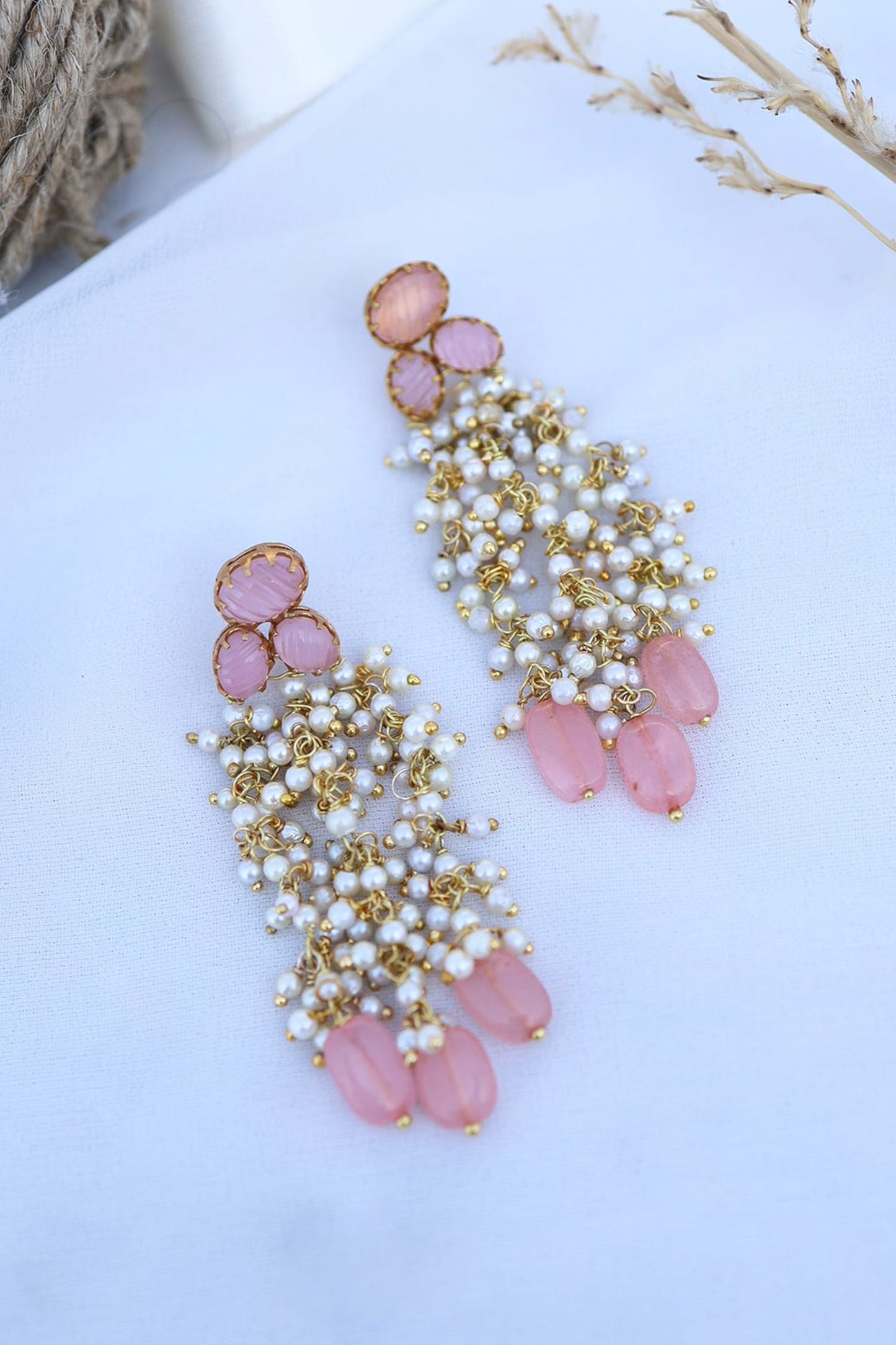 Pearl Embellished Dangler Earrings 