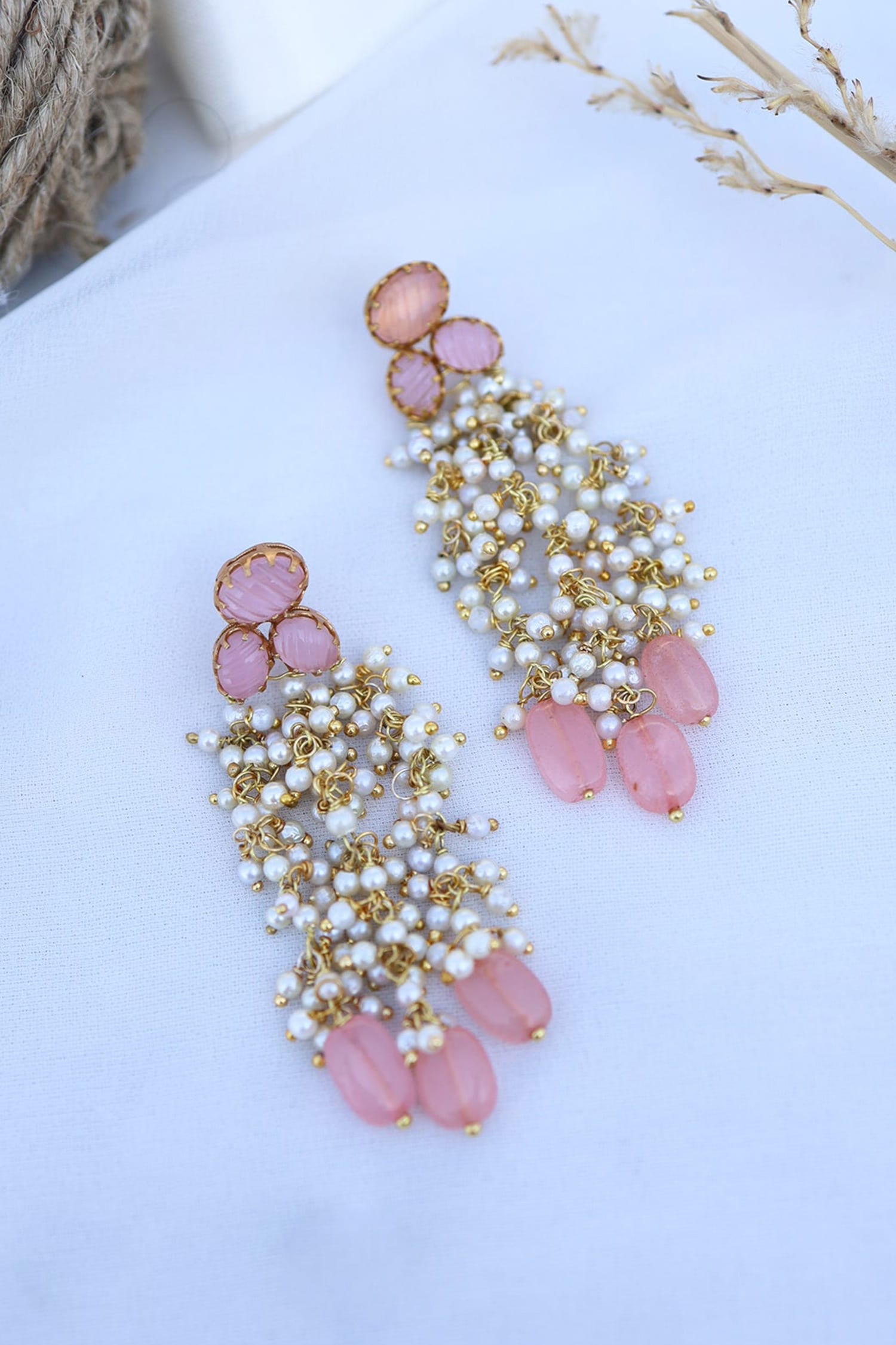 Pearl Embellished Dangler Earrings 
