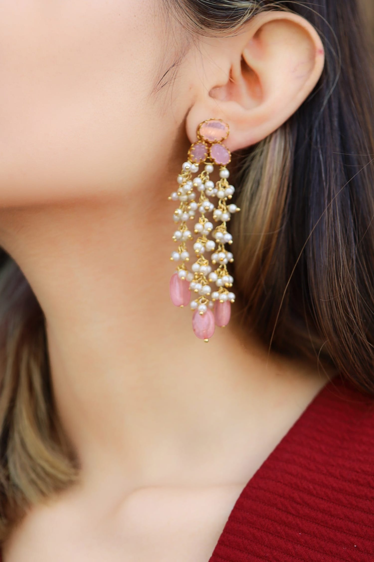 Pearl Embellished Dangler Earrings 