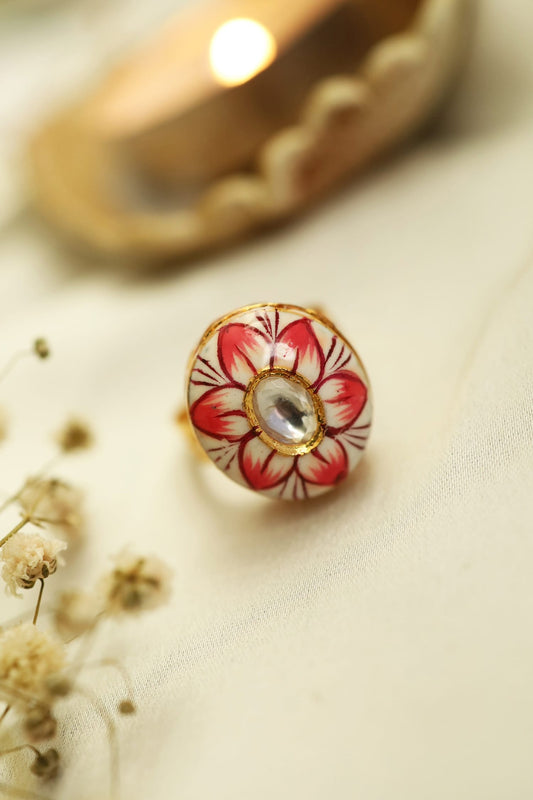 Floral Meenakari Ring 