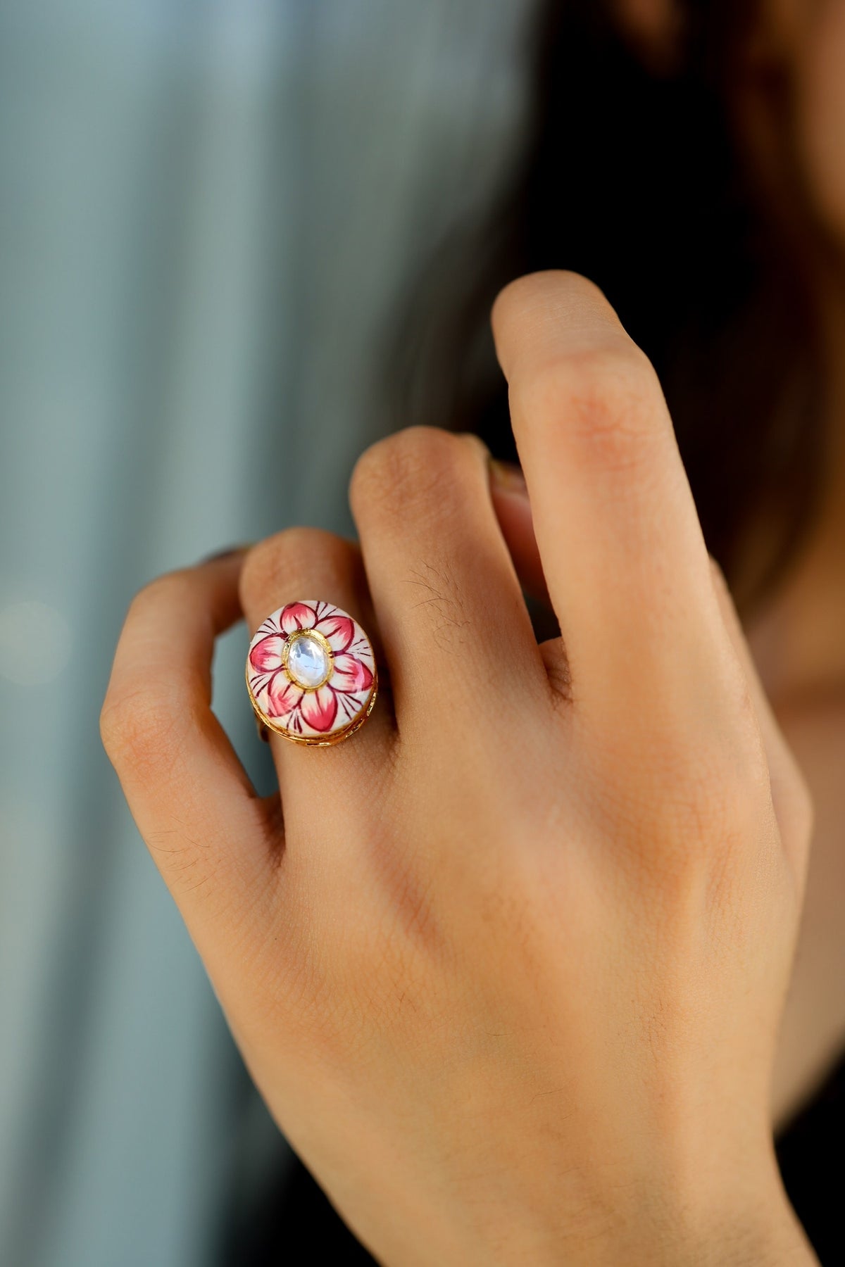 Floral Meenakari Ring 