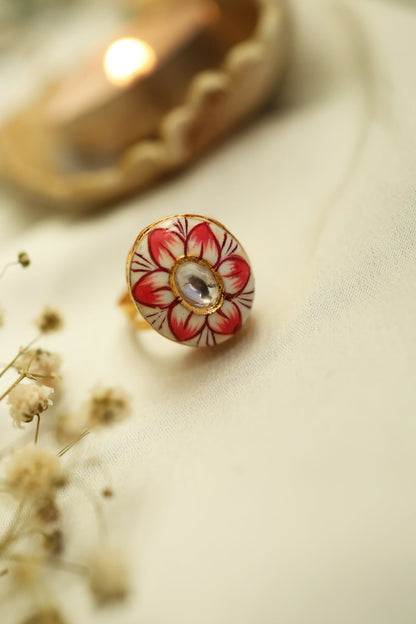 Floral Meenakari Ring 