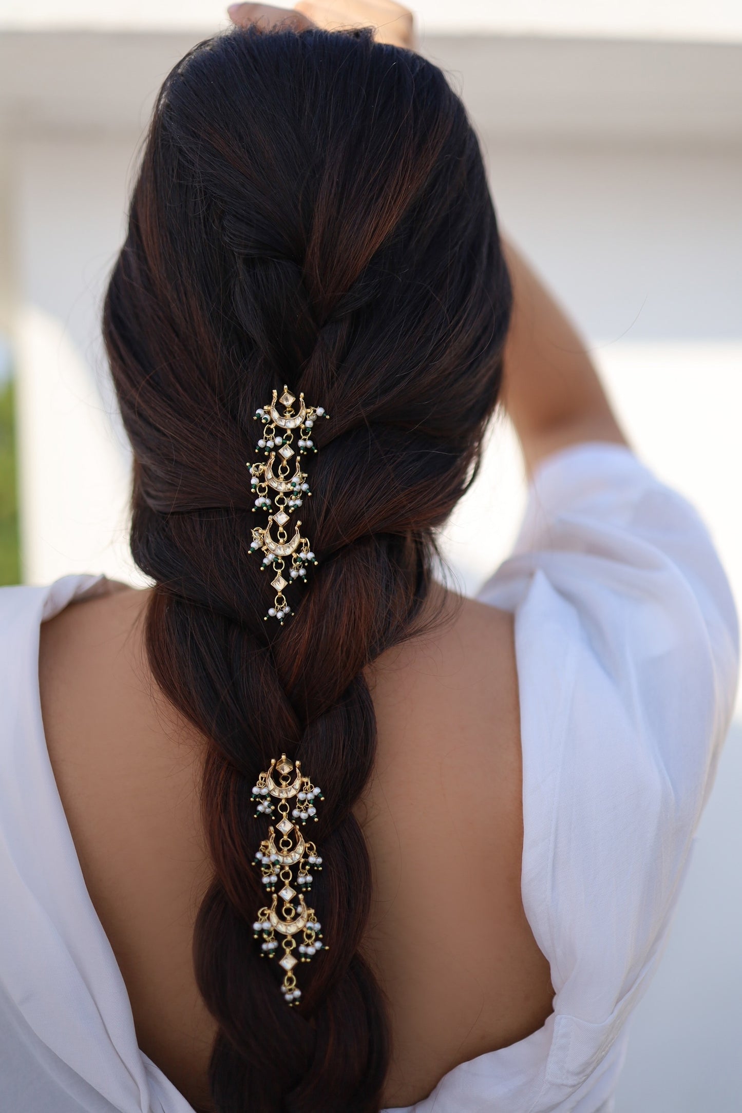 Kundan Chaand Braid Pins 
