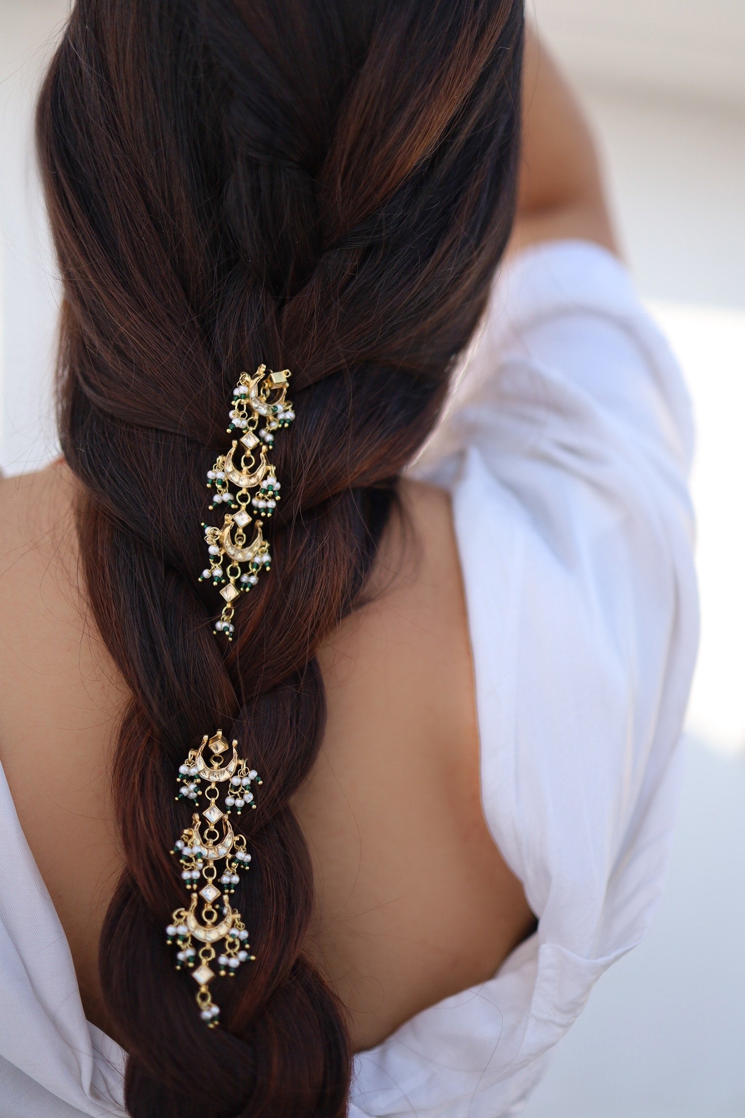 Kundan Chaand Braid Pins 