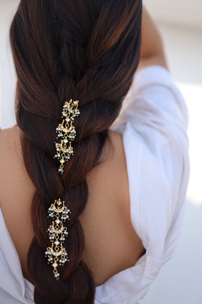 Kundan Chaand Braid Pins 