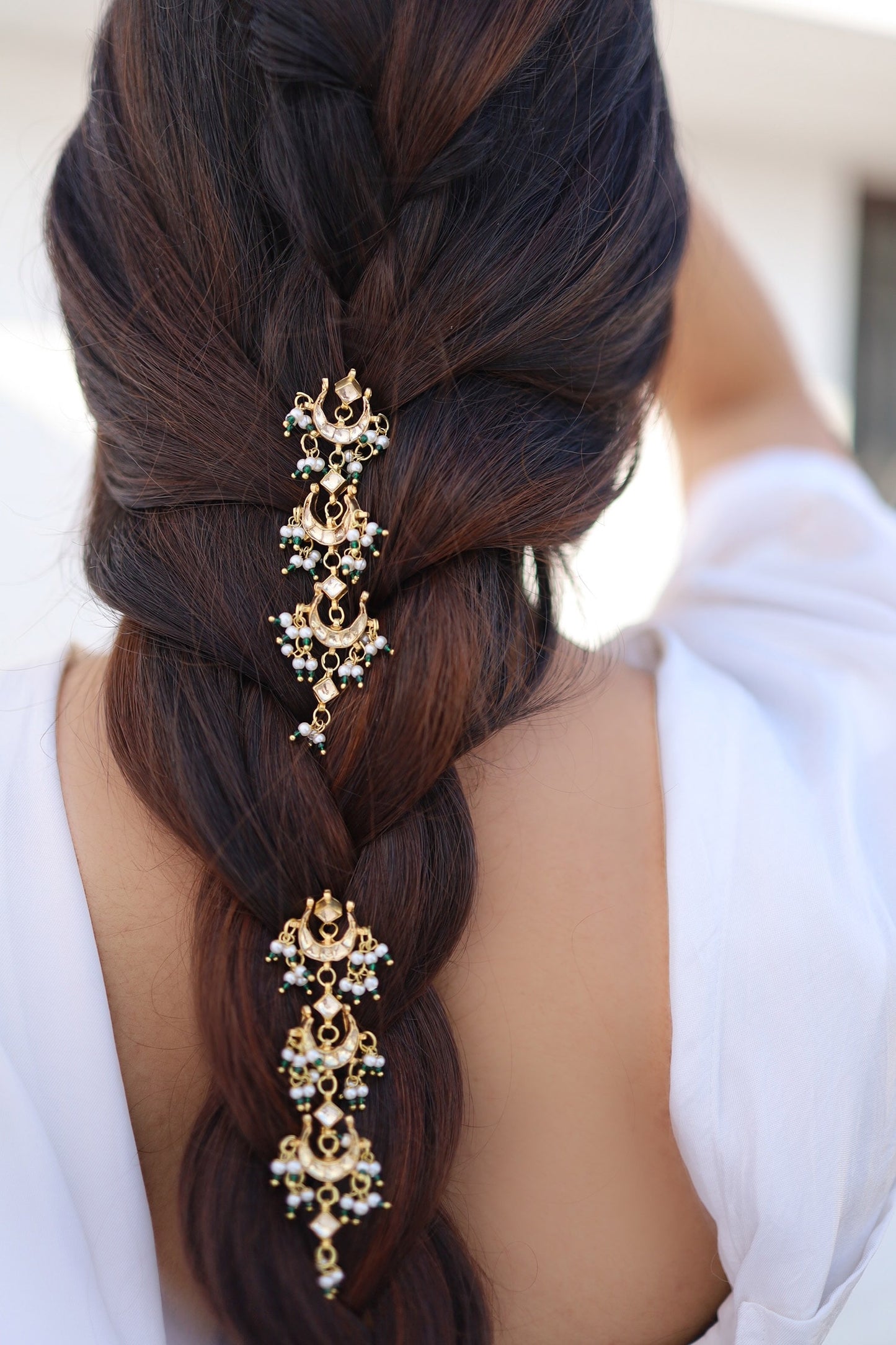 Kundan Chaand Braid Pins 