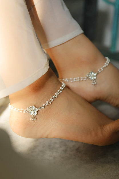 Layered Pearl Anklets -Set of 2 
