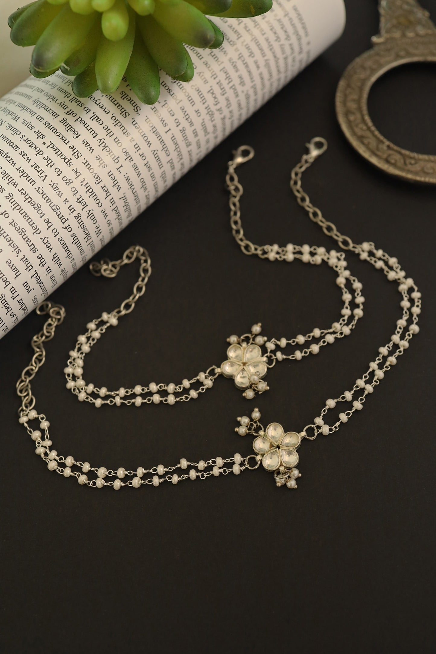 Layered Pearl Anklets -Set of 2 
