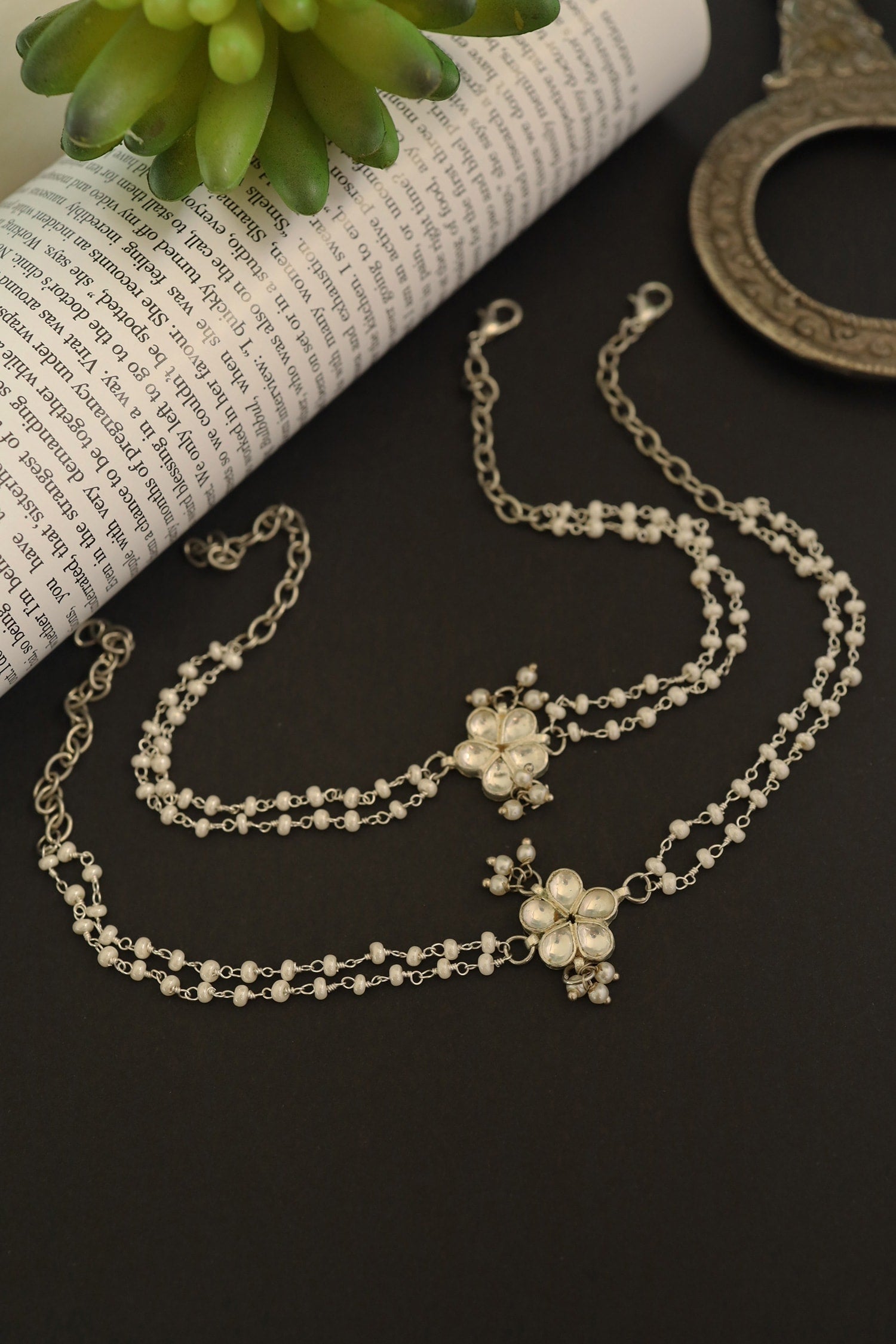 Layered Pearl Anklets -Set of 2 