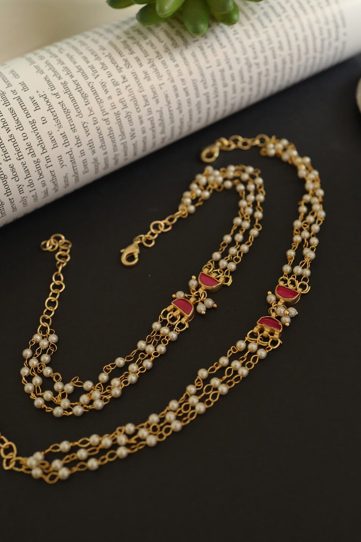 Layered Pearl Anklets -Set of 2 