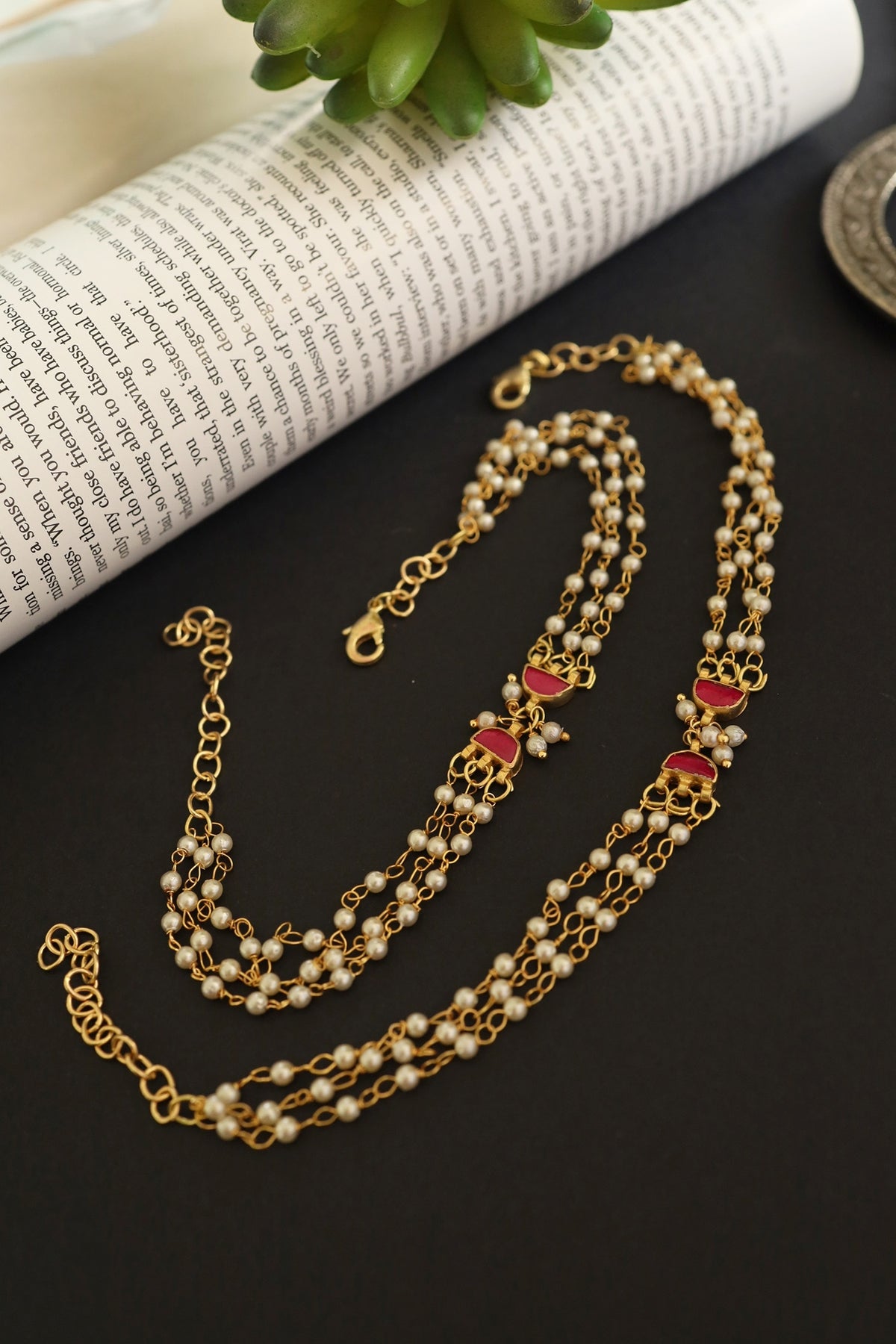 Layered Pearl Anklets -Set of 2 