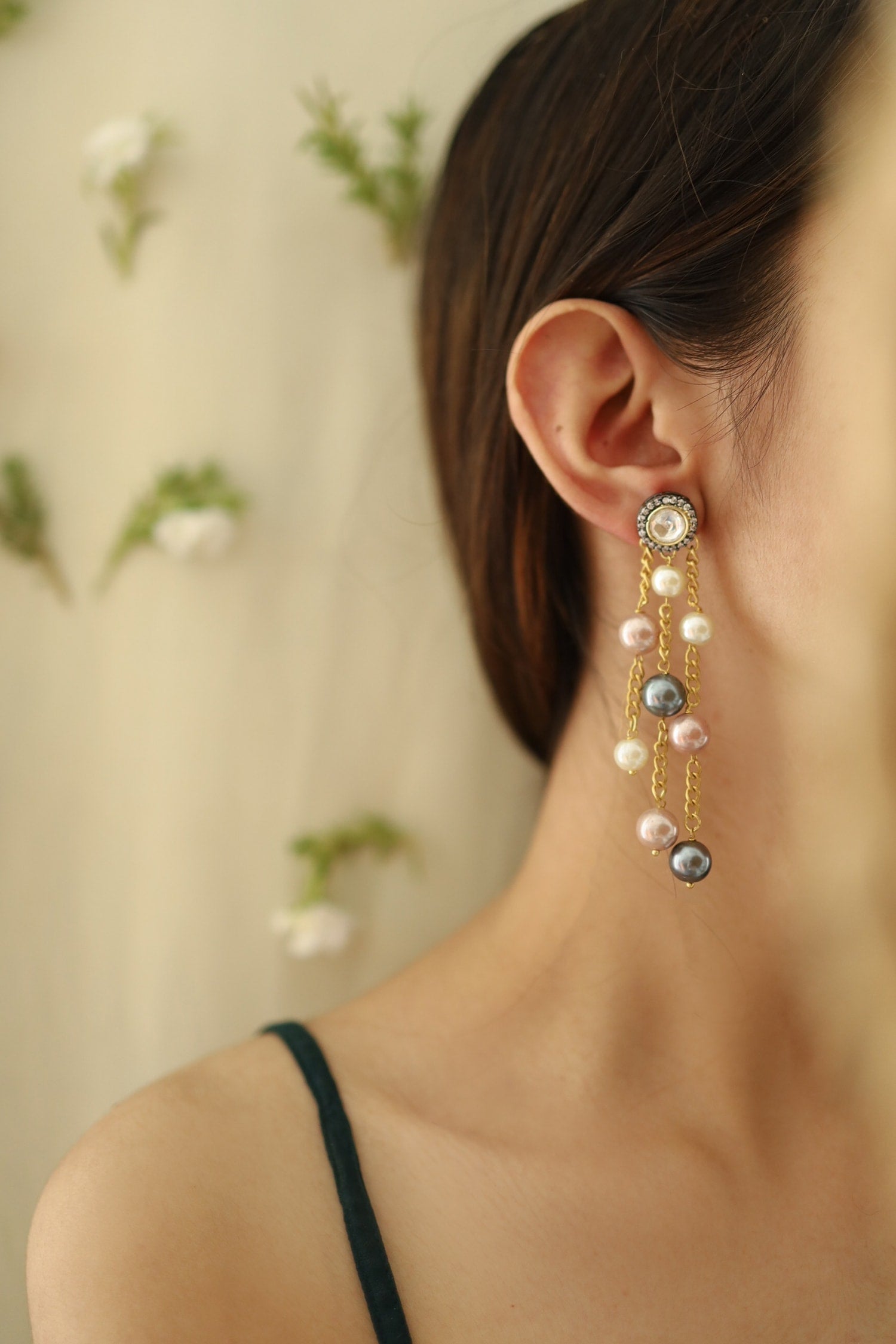 Stone Tassel Dangler Earrings 