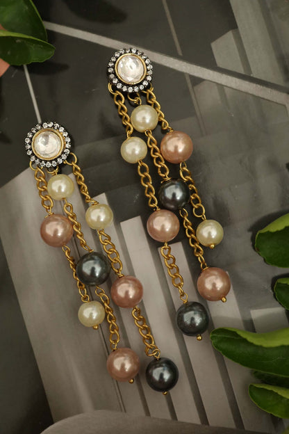 Stone Tassel Dangler Earrings 